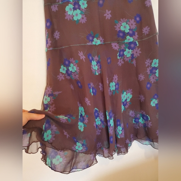 Nougat London A-Line Skirt - Brown with Blue and Green Floral - Picture 3 of 10